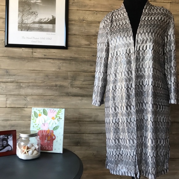 Chico’s/Travelers Chevron Jacket Standstead Gray - Picture 4 of 7